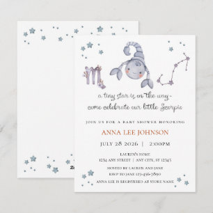 Scorpio Zodiac Baby Shower Invitation