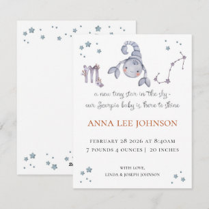 Scorpio Zodiac Birth Announcement