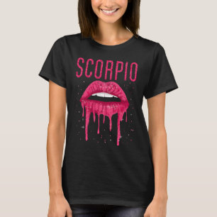 Scorpio Zodiac Birthday Afro Pink Lips Black Queen T-Shirt