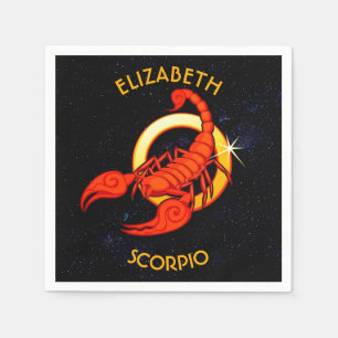 Scorpio Zodiac Birthday Sign With Your Custom Name Napkin