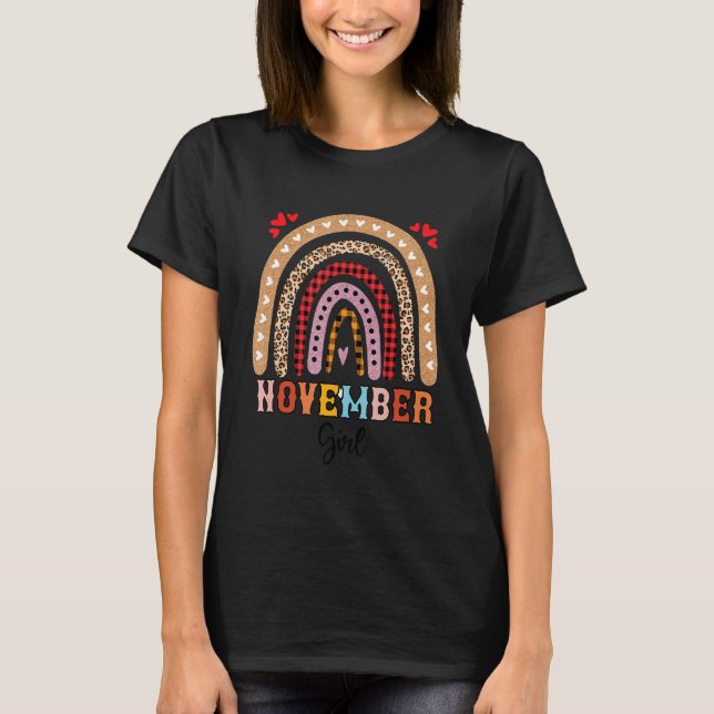 Scorpio Zodiac Born In November Girl Rainbow Birth T-Shirt (Front)