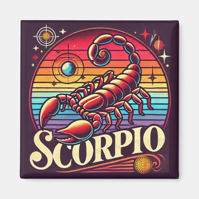 Scorpio Zodiac Carré Magnet Retro (Devant)
