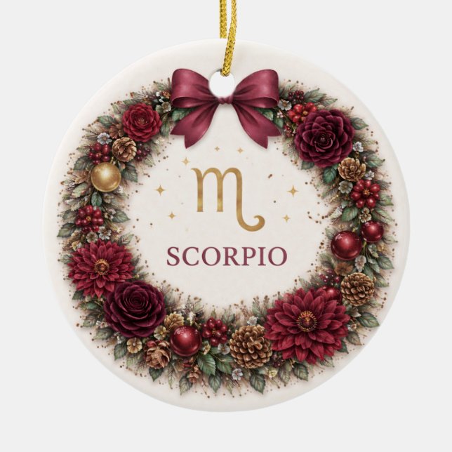 Scorpio Zodiac Christmas Ornament – Deep Winter Fl (Front)