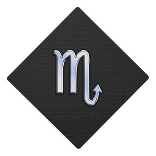 Scorpio Zodiac chrome like on black snake skin Graduation Cap Topper