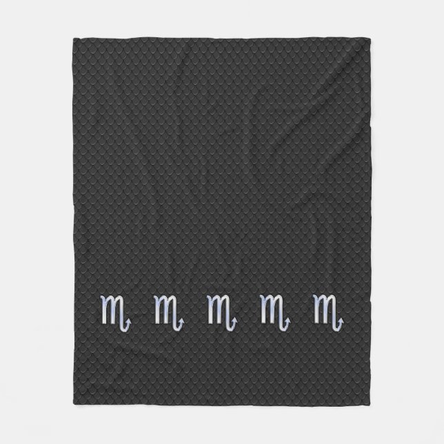 Scorpio Zodiac Chrome Like on Snake Skin Style Fleece Blanket (Front)