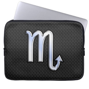 Scorpio Zodiac Chrome Like on Snake Skin Style Laptop Sleeve