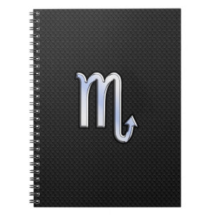 Scorpio Zodiac chrome like Sign black snake skin Notebook