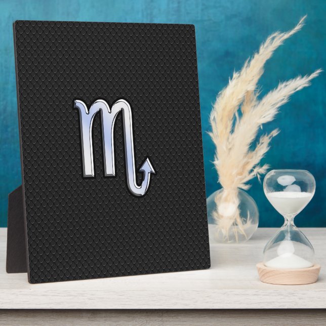 Scorpio Zodiac chrome like Sign black snake skin Plaque (Side)