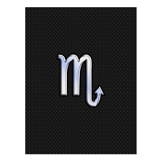 Scorpio Zodiac chrome like Sign black snake skin Postcard