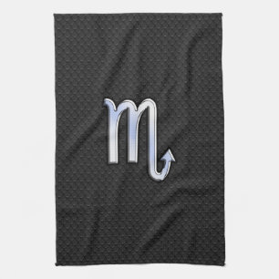 Scorpio Zodiac Chrome Like Symbol Black Snake Deco Kitchen Towel