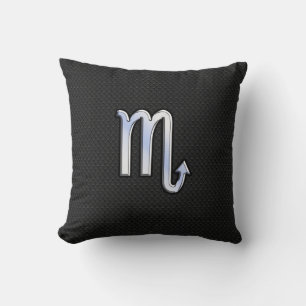 Scorpio Zodiac Chrome Like Symbol Black Snake Deco Throw Pillow