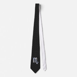 Scorpio Zodiac Chrome Like Symbol Black Snake Deco Tie