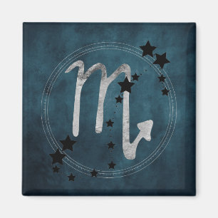 Scorpio zodiac constellation black & silver magnet