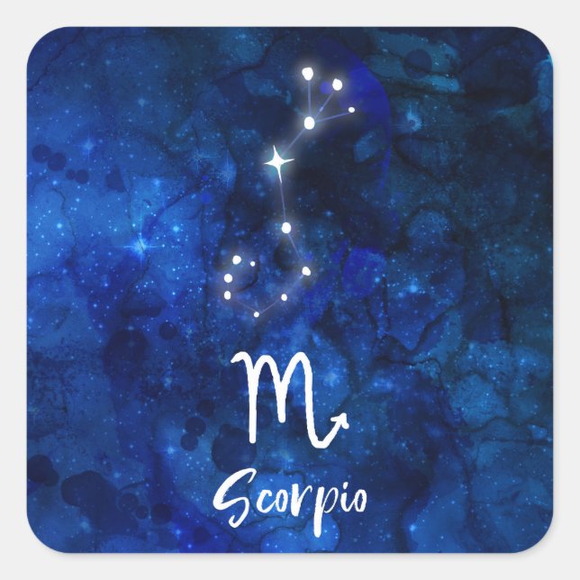 Scorpio Zodiac Constellation Blue Galaxy Celestial Square Sticker (Front)