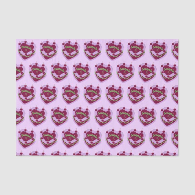 Scorpio Zodiac Coquette Heart Birthday Cake Tissue Paper (Front)