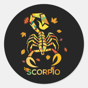 Scorpio Zodiac Fall Scorpion Birthday  Classic Round Sticker