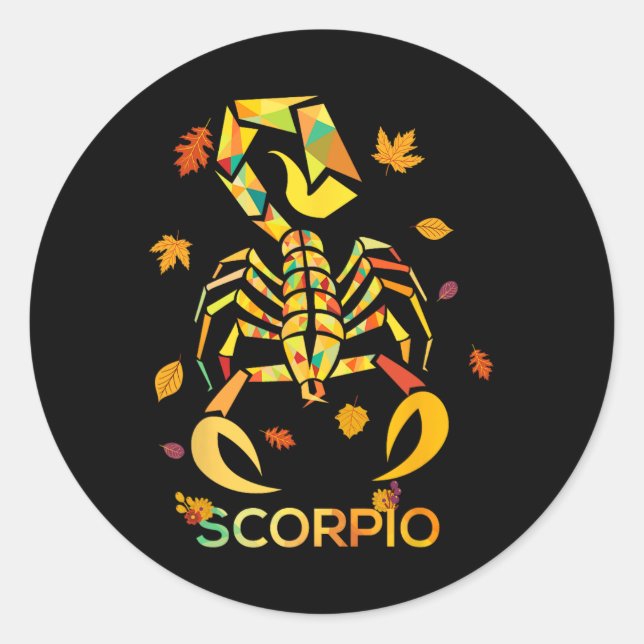 Scorpio Zodiac Fall Scorpion Birthday  Classic Round Sticker (Front)