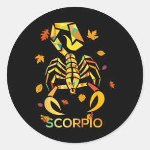 Scorpio Zodiac Fall Scorpion Birthday  Classic Round Sticker