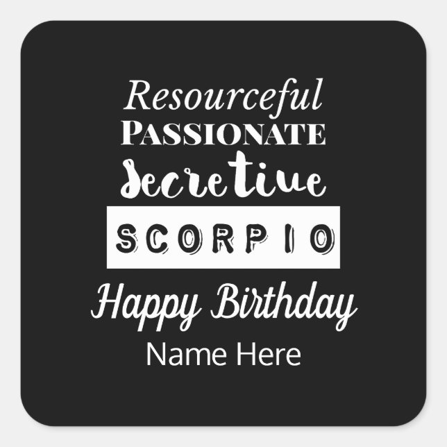 Scorpio Zodiac Fun Characteristics Birthday Square Sticker (Front)