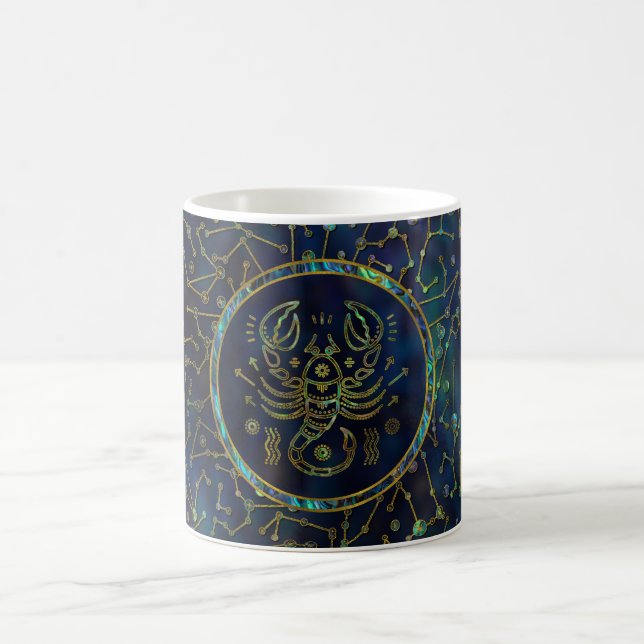 Scorpio Zodiac Gold Abalone on Constellation Coffee Mug (Center)