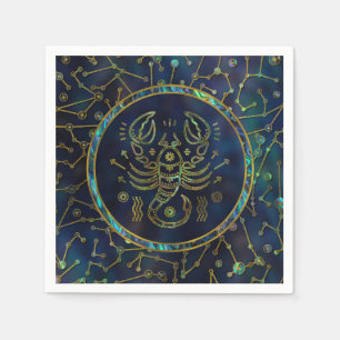 Scorpio Zodiac Gold Abalone on Constellation Napkin