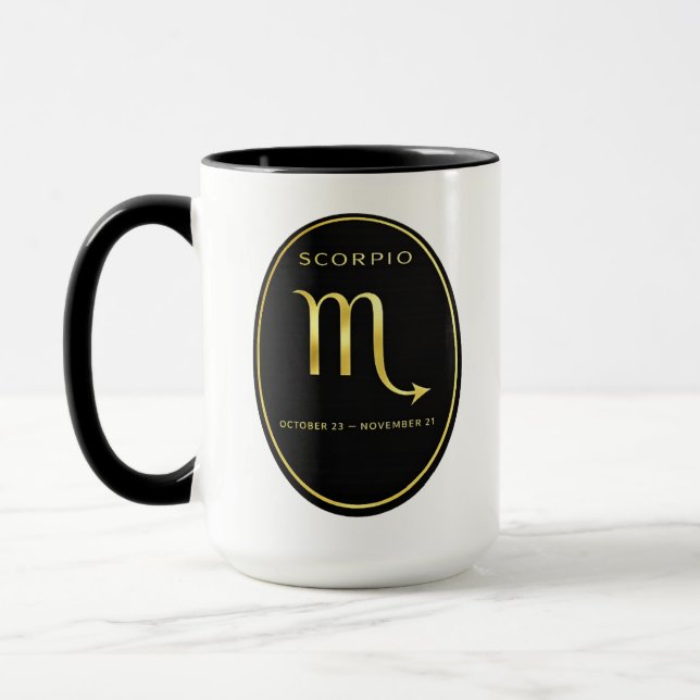 Scorpio Zodiac Gold Oval Emblem Mug | Luxury Astro (Gauche)