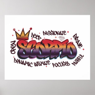 Scorpio zodiac graffiti poster