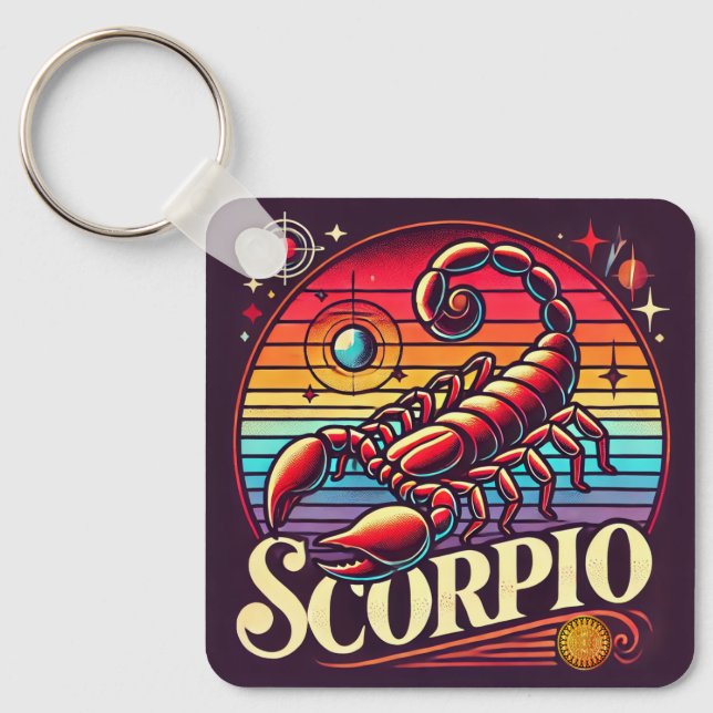 Scorpio Zodiac Keychain Vintage Design (Front)