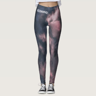 Scorpio Zodiac nuages roses Leggings