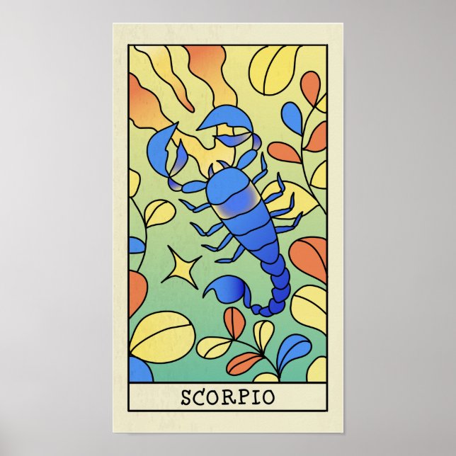Scorpio Zodiac Sign Abstract Art Vintage Poster (Front)