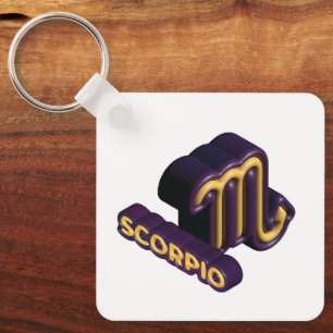 Scorpio Zodiac Sign and Text Design Keychain