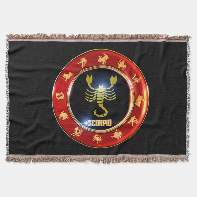 Scorpio Zodiac Sign Astrology Throw Blanket (Front)