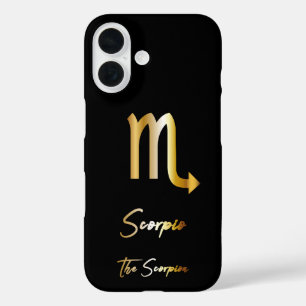 Scorpio Zodiac Sign, Black & Gold  iPhone 16 Case