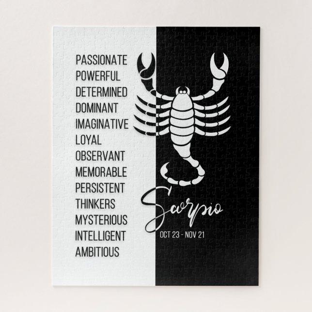 Scorpio Zodiac Sign, Black & White Jigsaw Puzzle (Vertical)