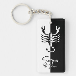 Scorpio Zodiac Sign, Black & White Keychain