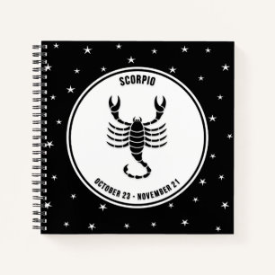 Scorpio Zodiac Sign, Black & White Notebook