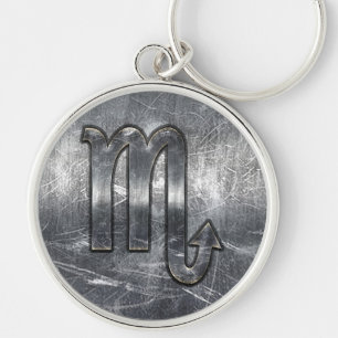 Scorpio Zodiac Sign Distressed Industrial Style Keychain