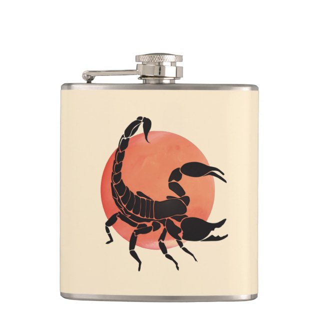 Scorpio Zodiac Sign Hip Flask (Front)