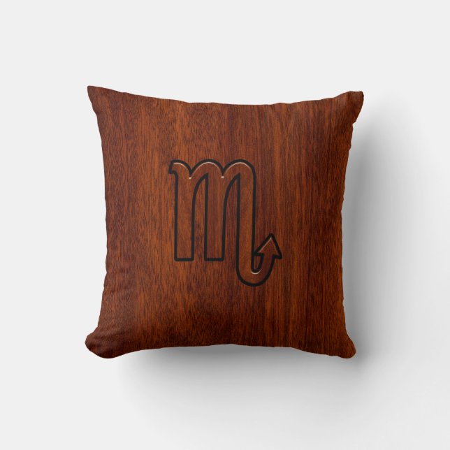 Scorpio Zodiac Sign in Mahogany Brown Style Throw Pillow (Front)