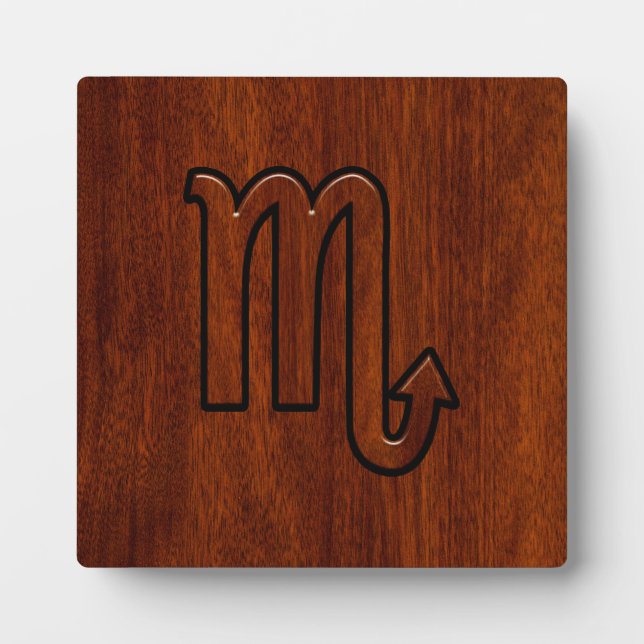 Scorpio Zodiac Sign in Mahogany Style Decor Plaque (Front)