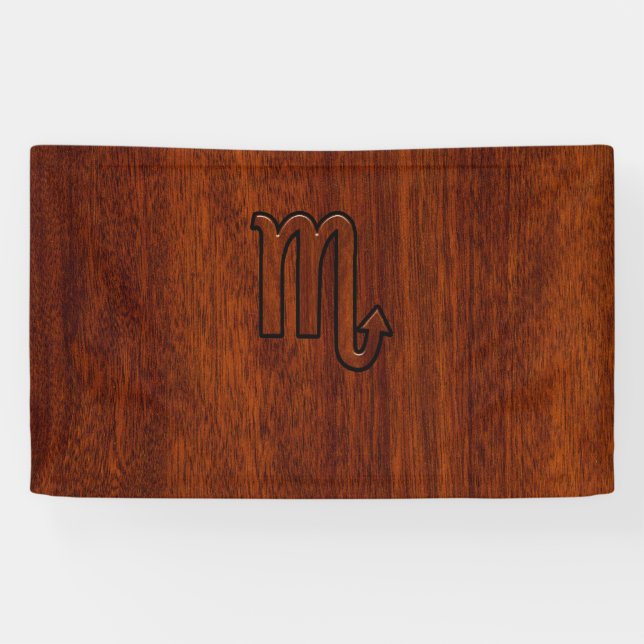 Scorpio Zodiac Sign in Rich Mahogany Style (Horizontal)