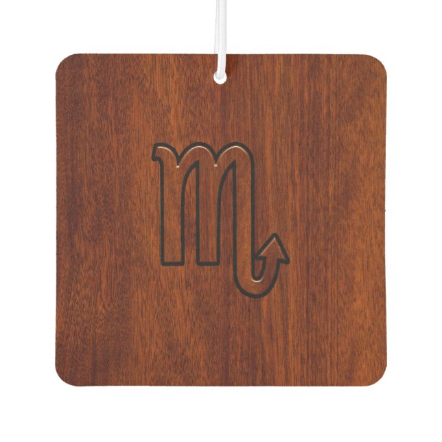 Scorpio Zodiac Sign in Rich Mahogany Style Air Freshener (Front)
