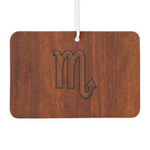 Scorpio Zodiac Sign in Rich Mahogany Style Car Air Freshener
