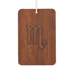 Scorpio Zodiac Sign in Rich Mahogany Style Car Air Freshener