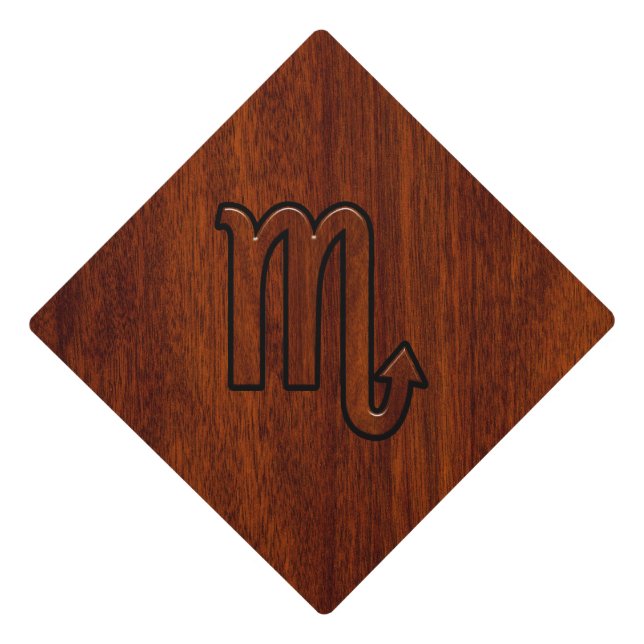 Scorpio Zodiac Sign in Rich Mahogany Style Graduation Cap Topper (Front)
