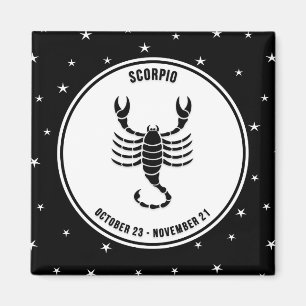 Scorpio Zodiac Sign, Magnet noir et blanc