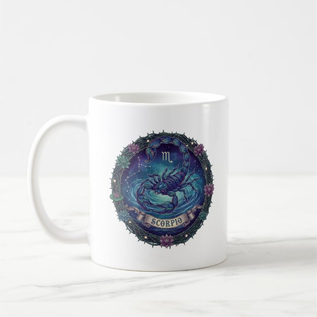 Scorpio Zodiac Sign Mystic Scorpion Illustration C Coffee Mug (Left)