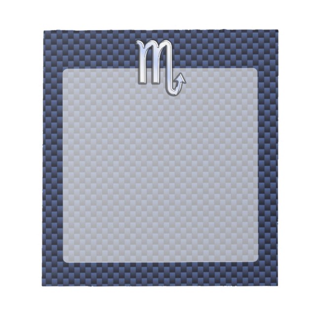 Scorpio Zodiac Sign navy blue carbon fibre decor Notepad (Front)