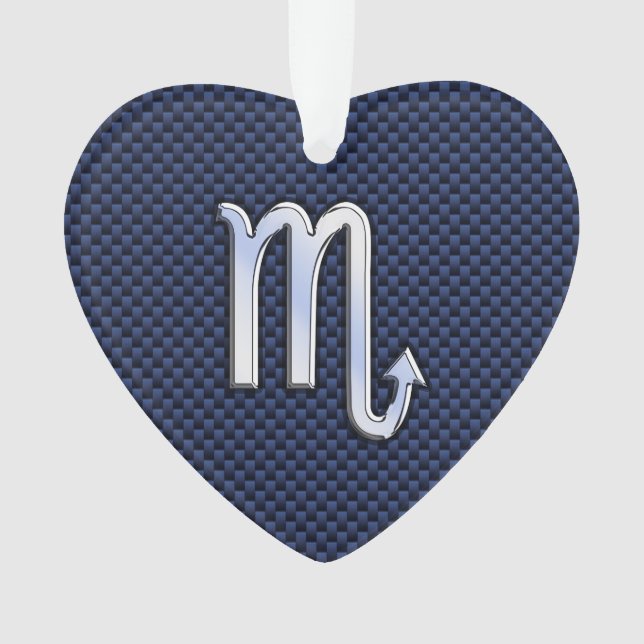 Scorpio Zodiac Sign navy blue carbon fibre decor Ornament (Front)