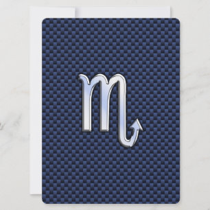 Scorpio Zodiac Sign navy blue carbon fibre print